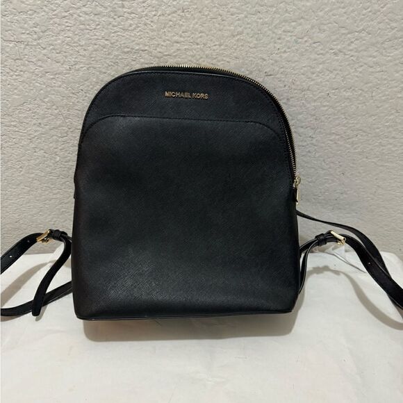 Michael Kors saffiano Black Emmy Leather Backpack - Picture 1 of 12